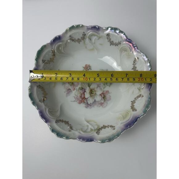 Vintage Bavaria Floral Porcelain Bowl with Iridescent Gold Trim - Picture 3 of 5